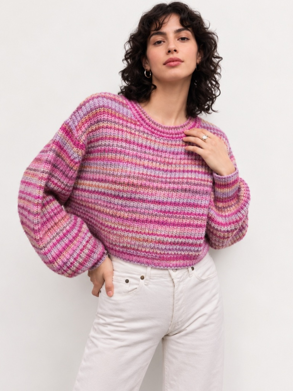 NWT Z Supply Prism Metallic Stripe Sweater Magenta Punch XS